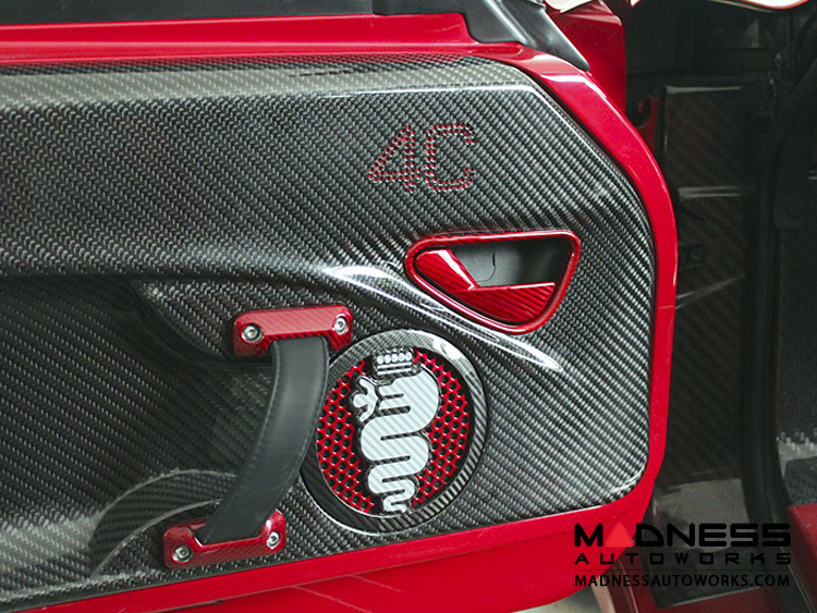 Alfa Romeo 4C Carbon Fiber Interior Door Handle Set Red MADNESS